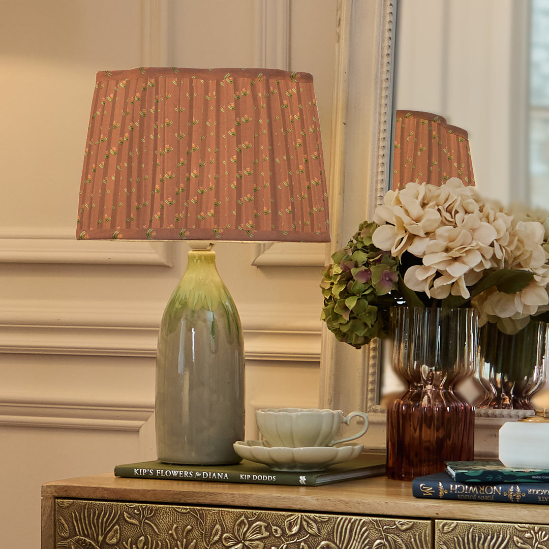 RAJA 30CM PLEATED SCALLOPED LAMPSHADE TERRACOTTA