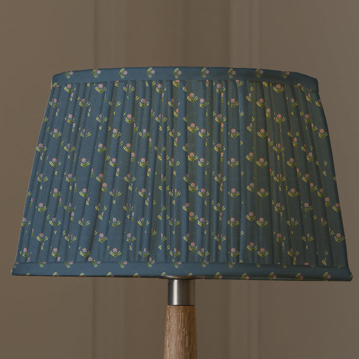 RAJA 30CM PLEATED TAPERED LAMPSHADE DENIM