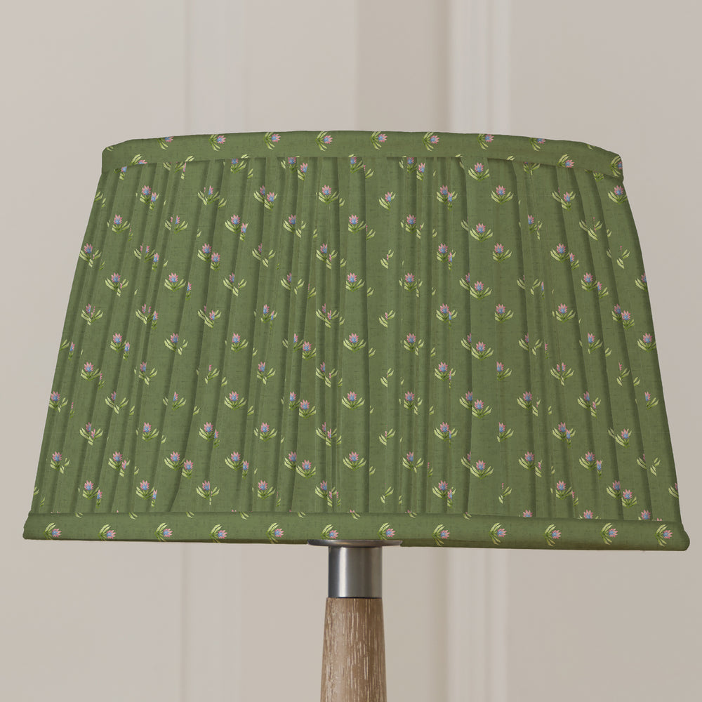 Aratus Floor Lampbase Grey Wash/Raja 50cm Pleated Tapered Lampshade Sage - image 2
