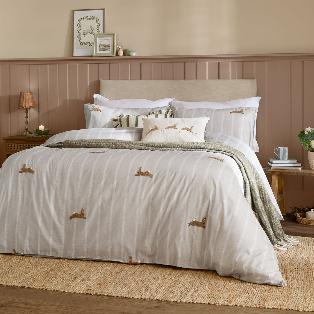 Ramble Hares Single Duvet Set Sage