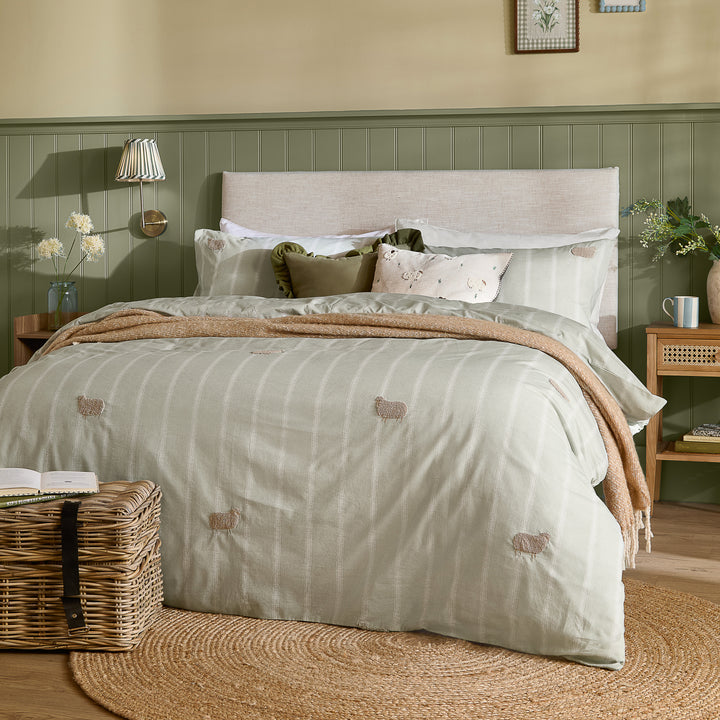 Ramble Sheep Single Duvet Set Sage