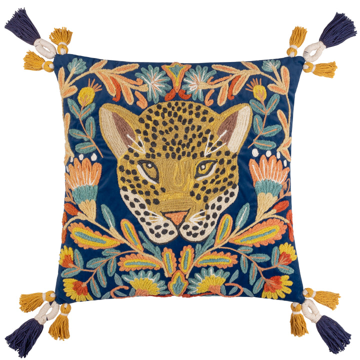REGAL LEOPARD 50X50 CUSHION CASE ROYAL BLUE