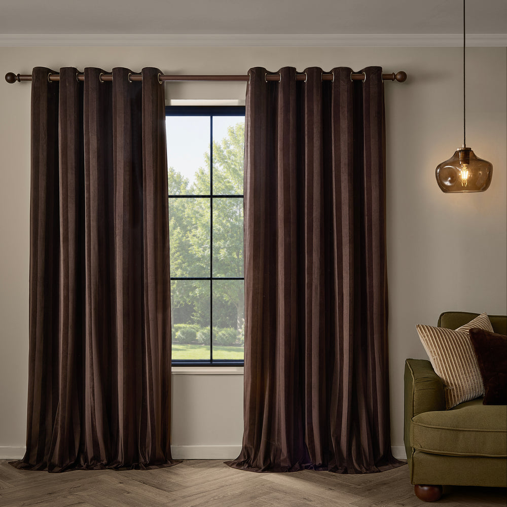 Regency Stripe 229x137 Eyelet Curtains Chocolate - image 2