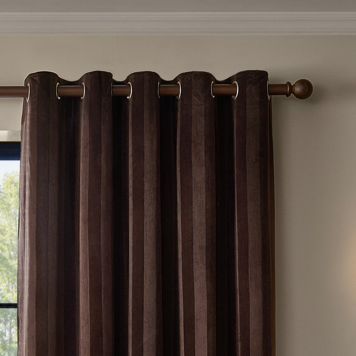 Regency Stripe 229x137 Eyelet Curtains Chocolate - image 3