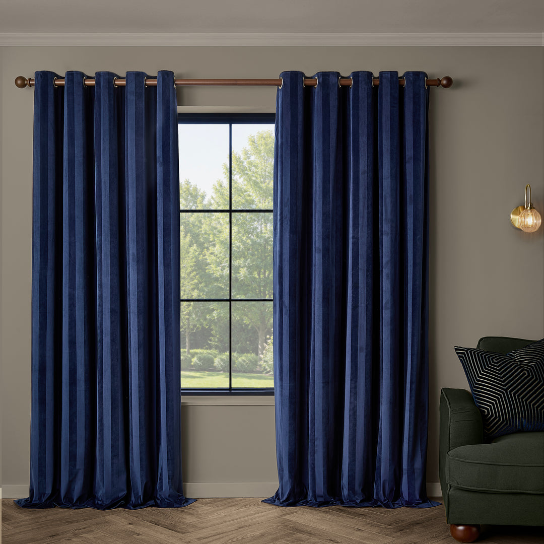 Regency Stripe 229x137 Eyelet Curtains Midnight - image 2