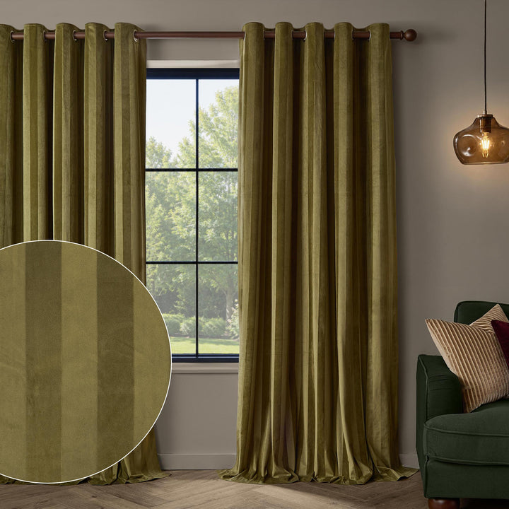 Regency Stripe 229x137 Eyelet Curtains Olive