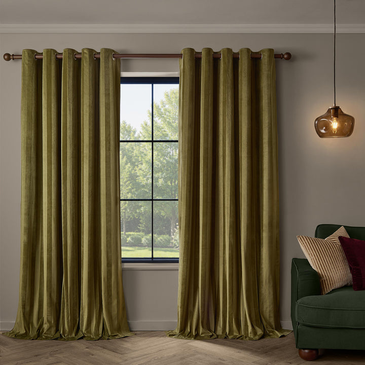Regency Stripe 229x137 Eyelet Curtains Olive - image 2
