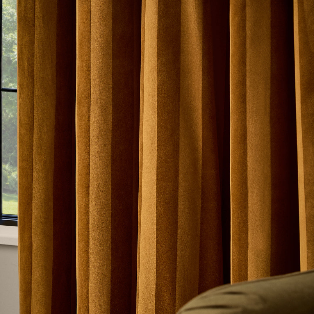 Regency Stripe 168x137 Eyelet Curtains Antique Gold - image 4