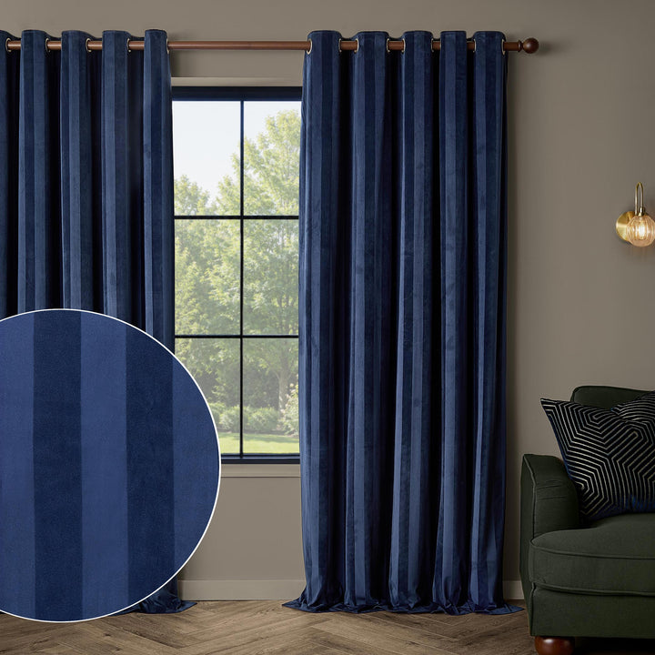 Regency Stripe 168x137 Eyelet Curtains Midnight