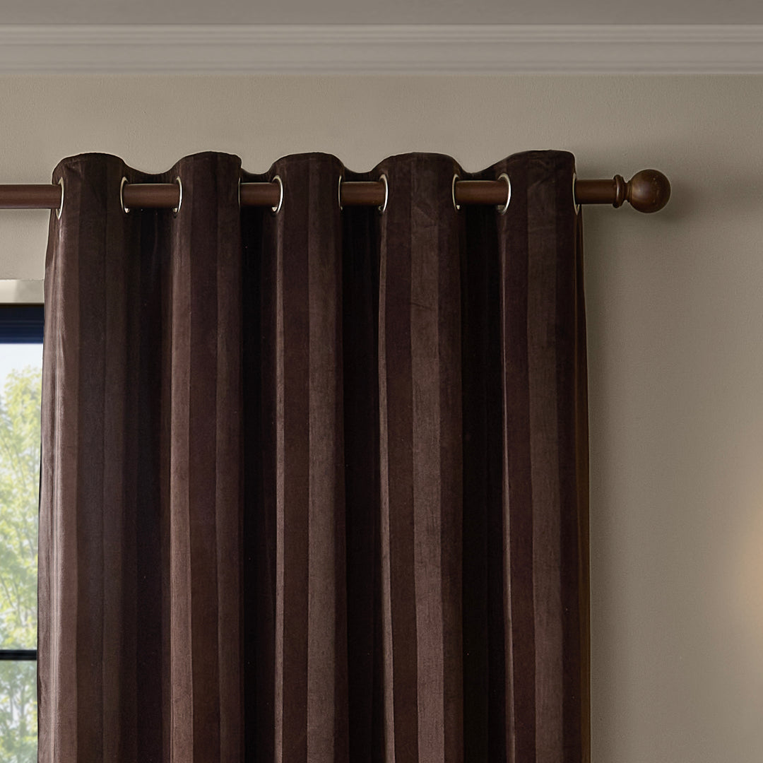 Regency Stripe 168x229 Eyelet Curtains Chocolate - image 3