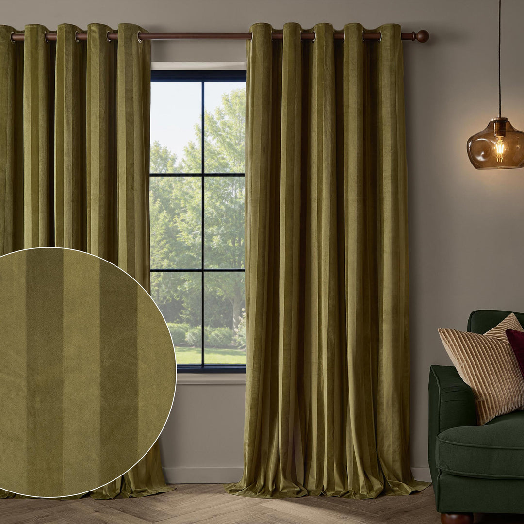 Regency Stripe 168x229 Eyelet Curtains Olive