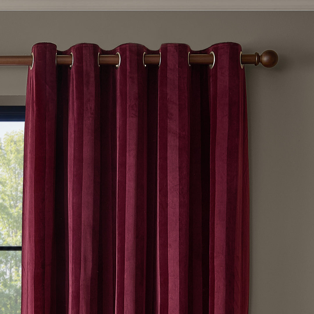 Regency Stripe 229x229 Eyelet Curtains Burgundy - image 3