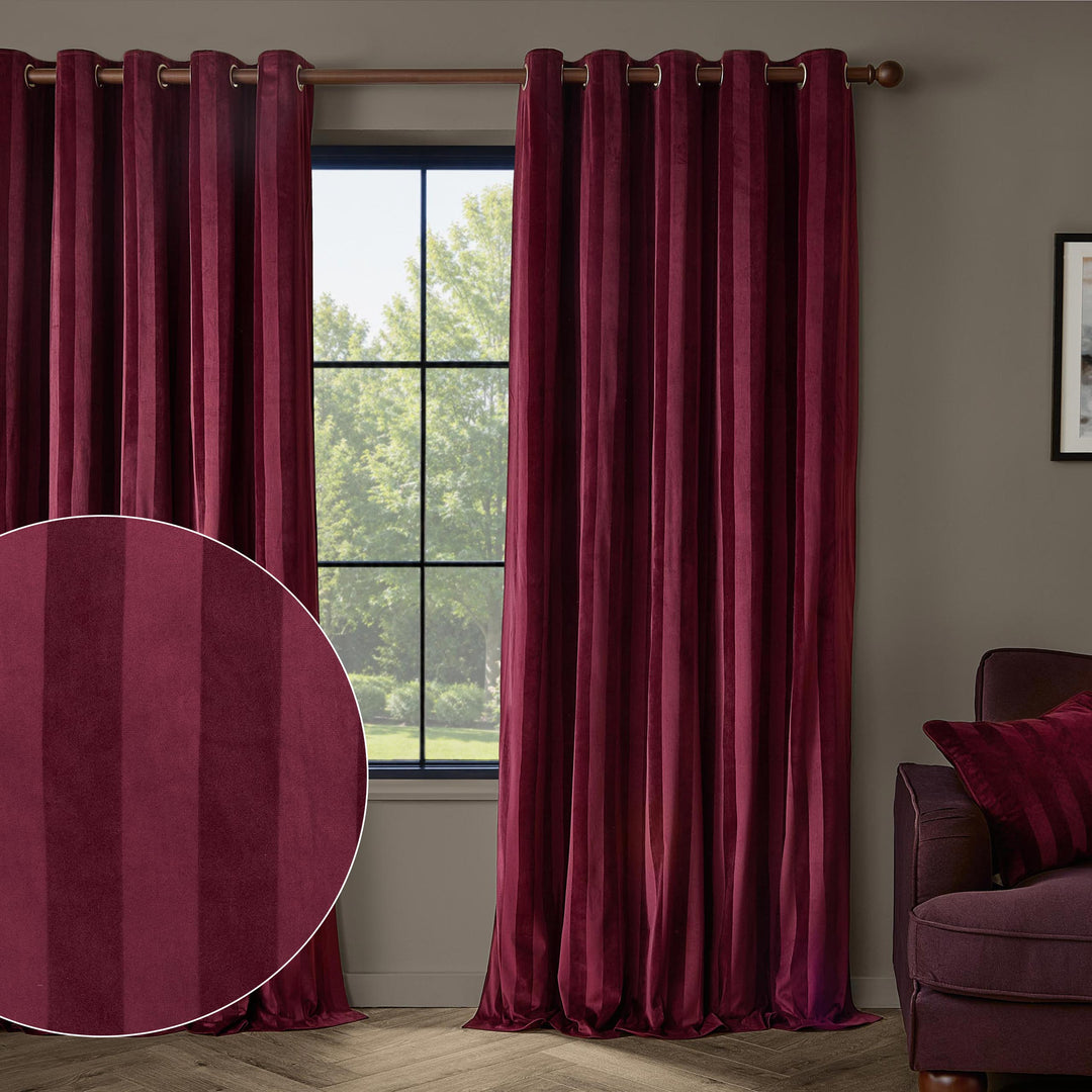 Regency Stripe 229x183 Eyelet Curtains Burgundy