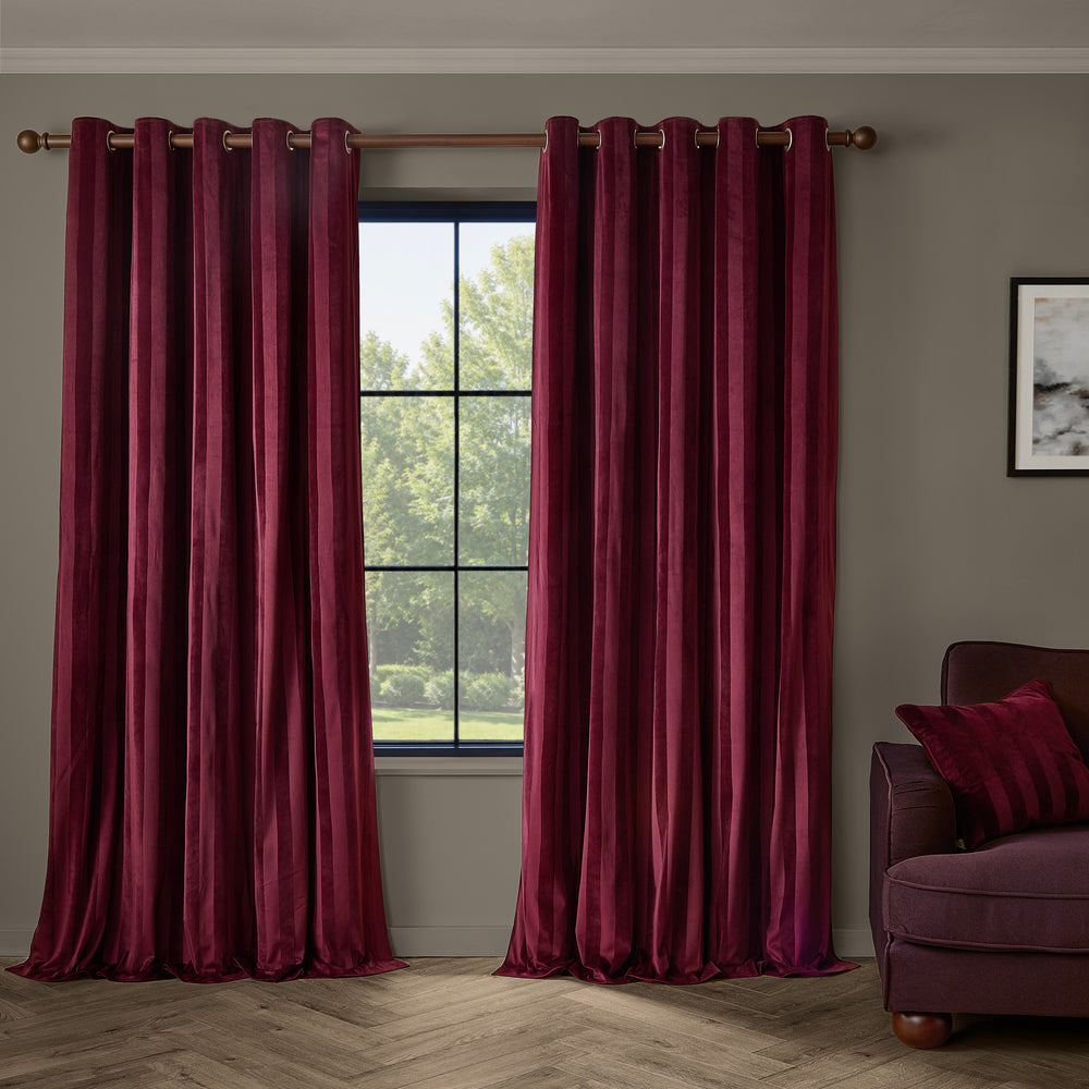 Regency Stripe 229x183 Eyelet Curtains Burgundy - image 2