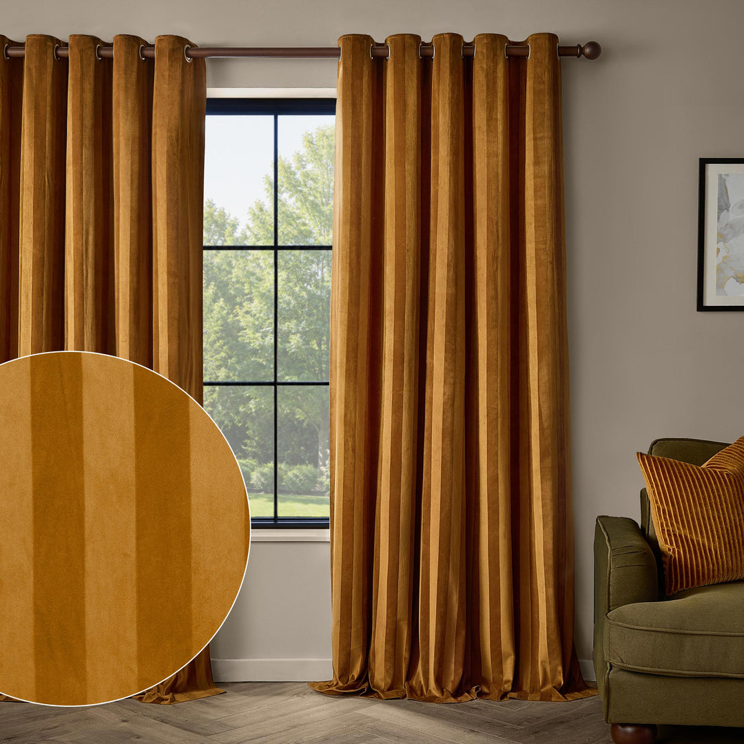 Regency Stripe 117x137 Eyelet Curtains Antique Gold