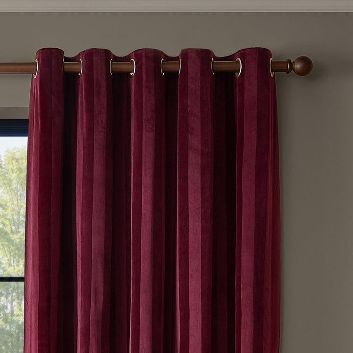Regency Stripe 117x137 Eyelet Curtains Burgundy - image 3