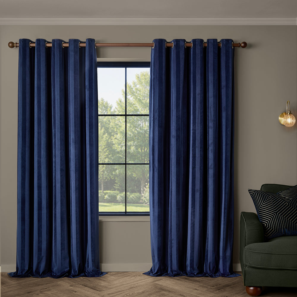 Regency Stripe 117x183 Eyelet Curtains Midnight - image 2