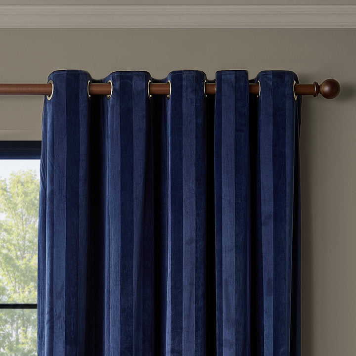 Regency Stripe 117x183 Eyelet Curtains Midnight - image 3
