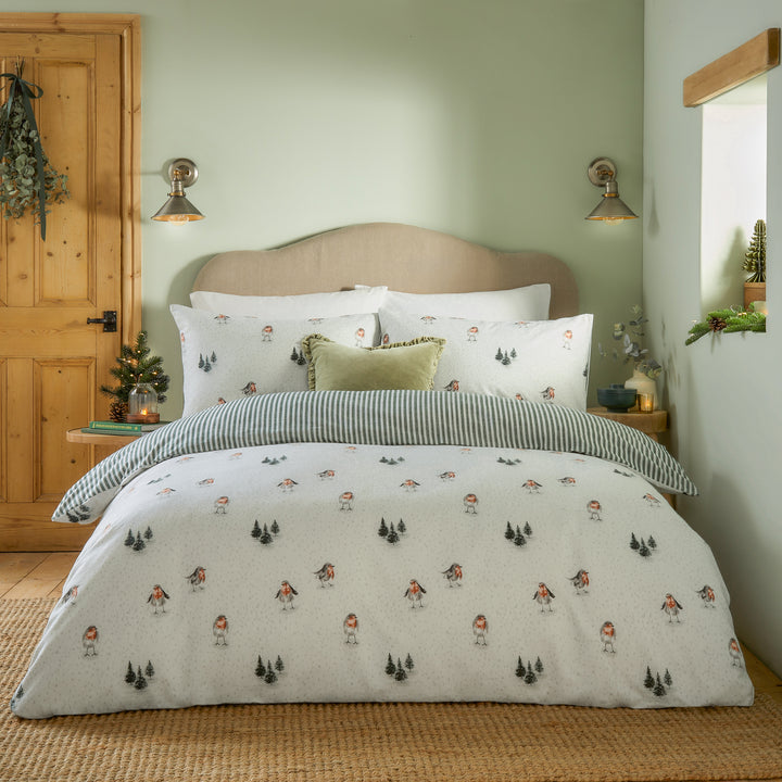 Robins Return Double Duvet Set Cream/Pine