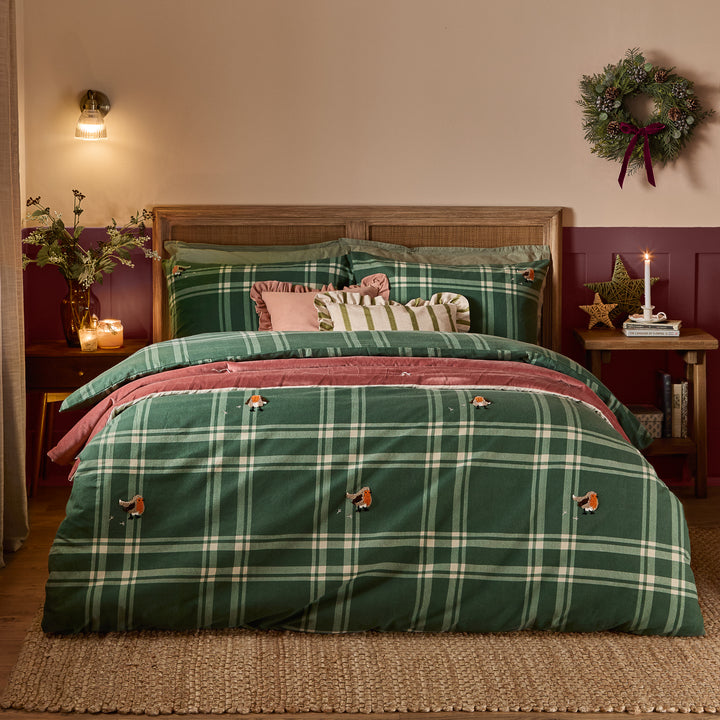 Ramble Robin Tufted Double Duvet Set Green
