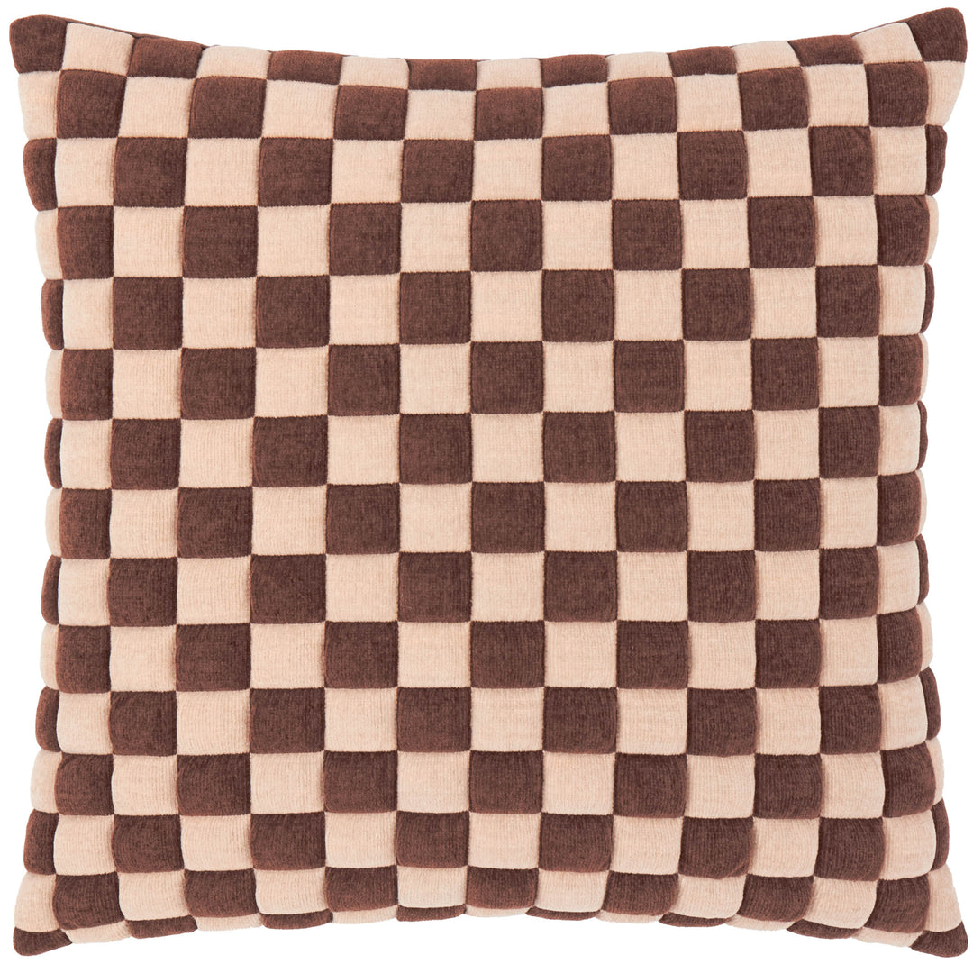 Softie Checkerboard 50x50 Cushion Case Chocolate / Sand
