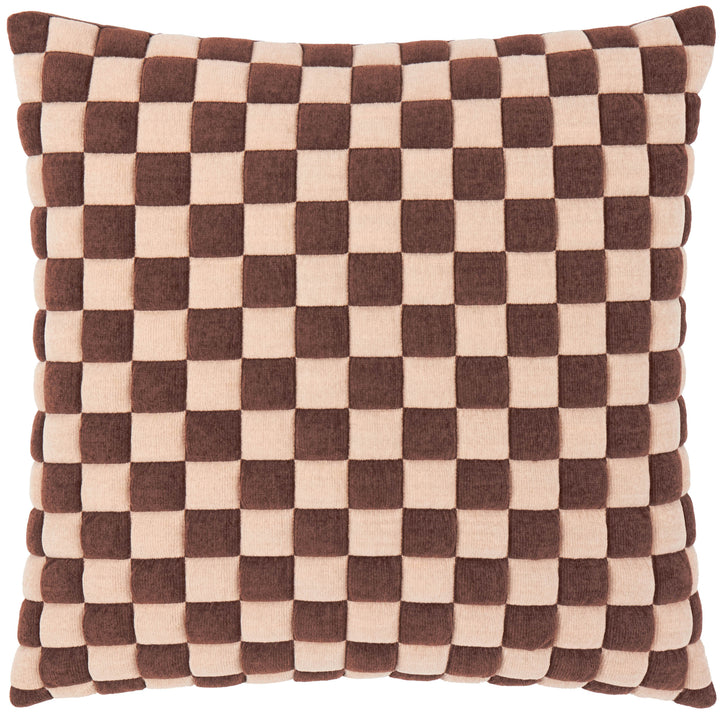 Softie Checkerboard 50x50 Cushion Case Chocolate / Sand