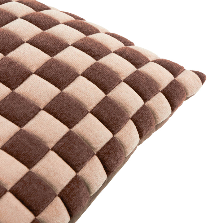 Softie Checkerboard 50x50 Cushion Case Chocolate / Sand - image 3