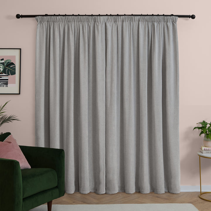 Soft Chenille Blackout 117x137 Pencil Pleat Curtains Silver - image 3