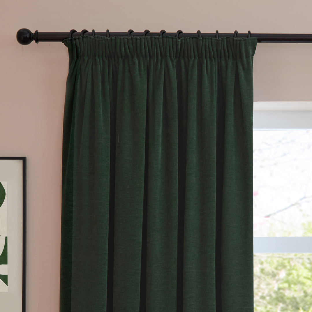 Soft Chenille Blackout 117x183 Pencil Pleat Curtains Bottle - image 6