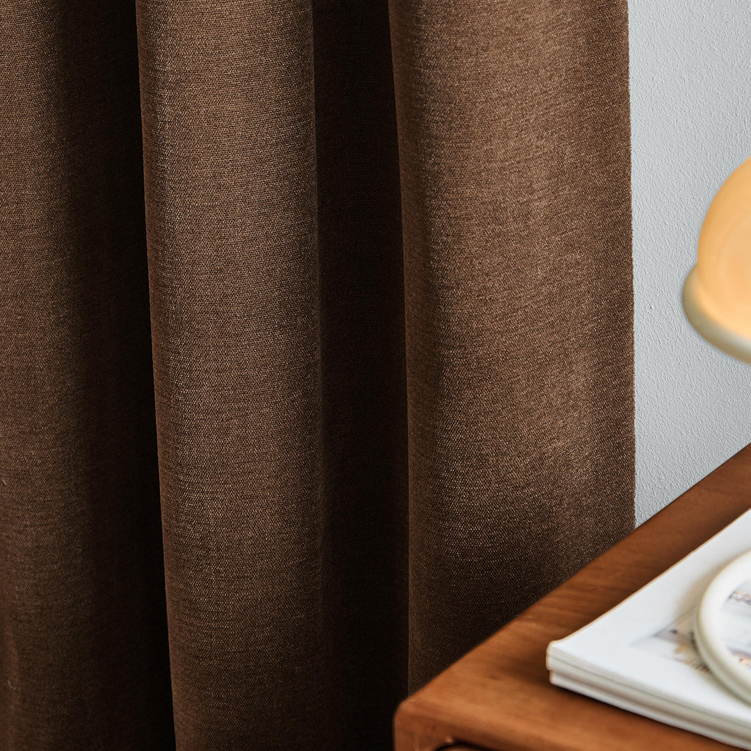 Softchenilleblackout 117x183 Pencil Pleat Curtains Chocolate - image 2