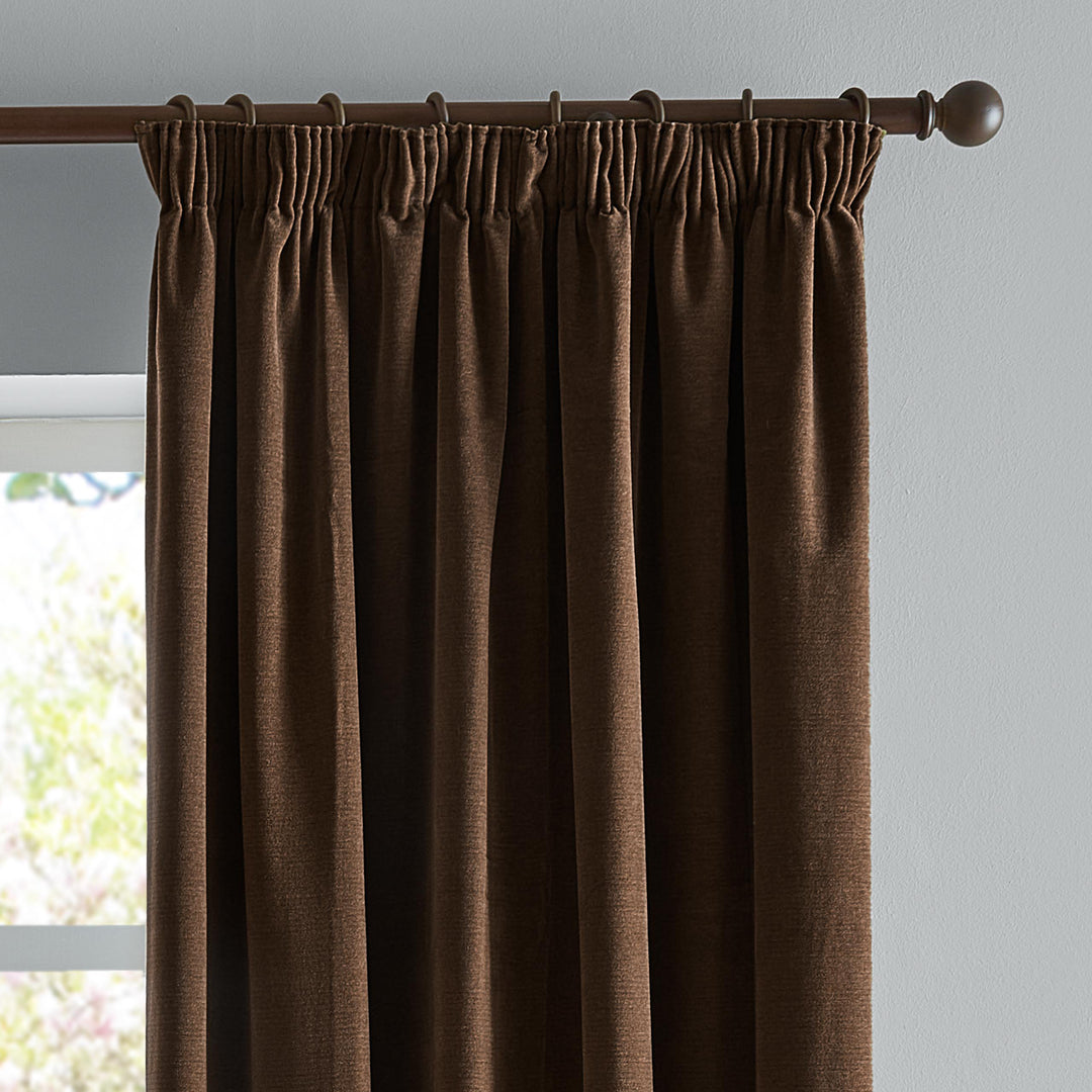 Softchenilleblackout 117x183 Pencil Pleat Curtains Chocolate - image 3