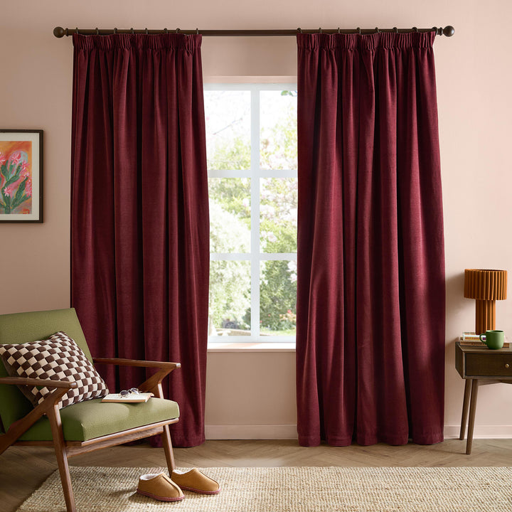 Softchenilleblackout 168x183 Pencil Pleat Curtains Beetroot - image 4