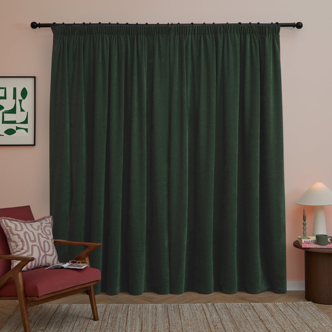Soft Chenille Blackout 168x183 Pencil Pleat Curtains Bottle - image 3