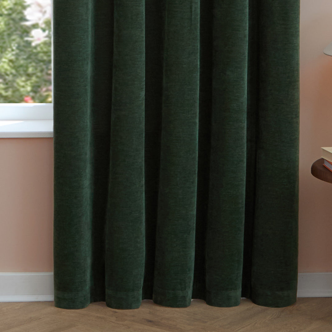 Soft Chenille Blackout 168x183 Pencil Pleat Curtains Bottle - image 7