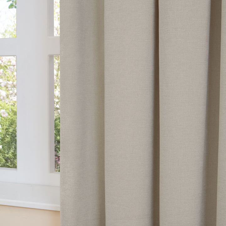 Soft Chenille Blackout 168x229 Pencil Pleat Curtains Natural - image 4