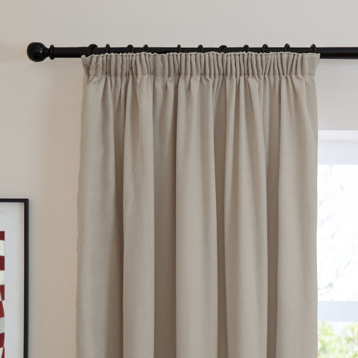 Soft Chenille Blackout 168x229 Pencil Pleat Curtains Natural - image 6