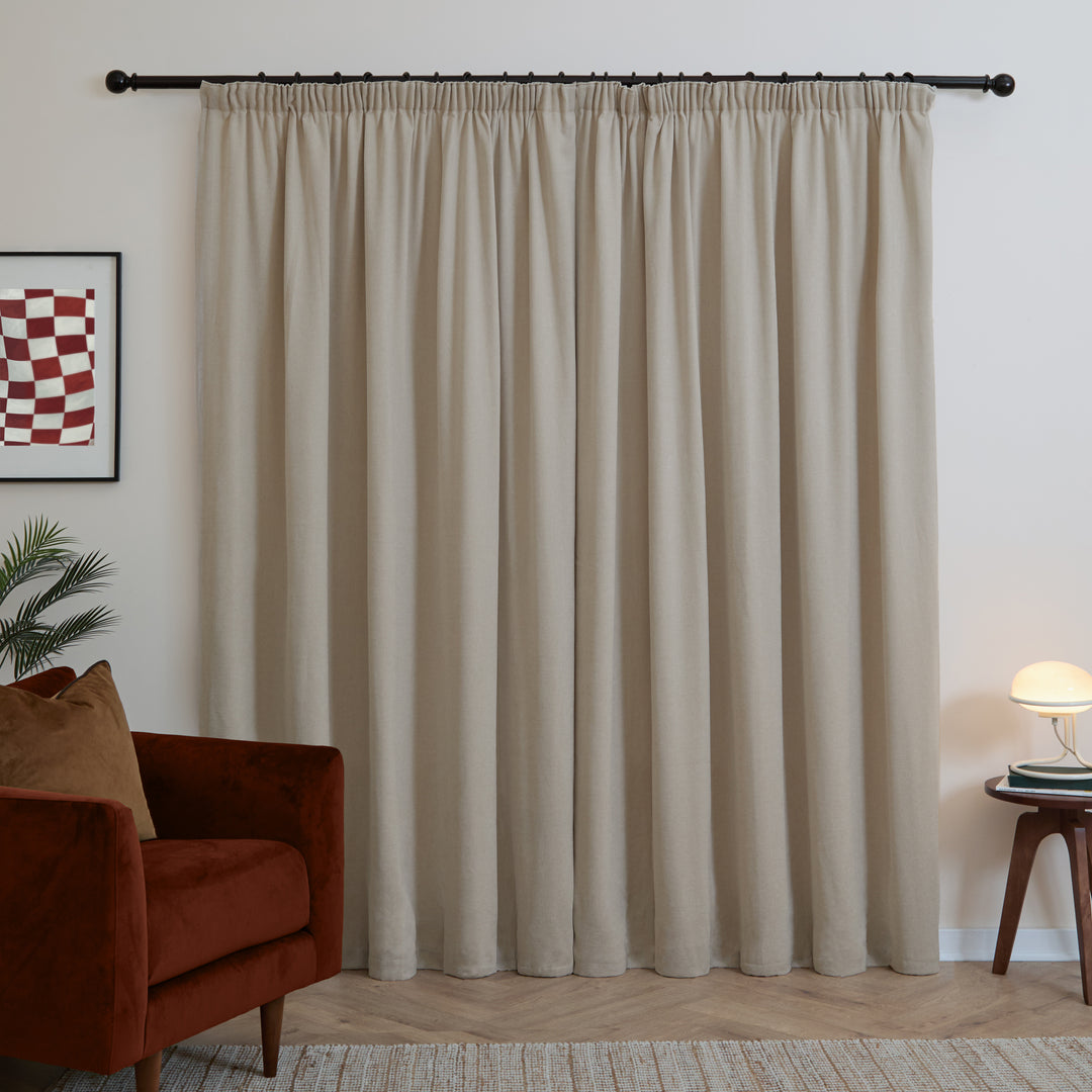 Soft Chenille Blackout 229x137 Pencil Pleat Curtains Natural - image 3