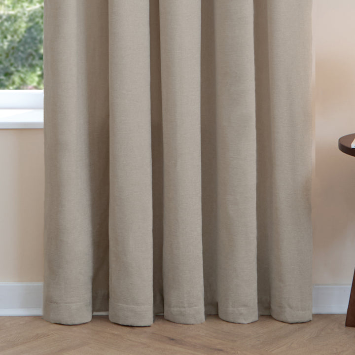 Soft Chenille Blackout 229x137 Pencil Pleat Curtains Natural - image 7