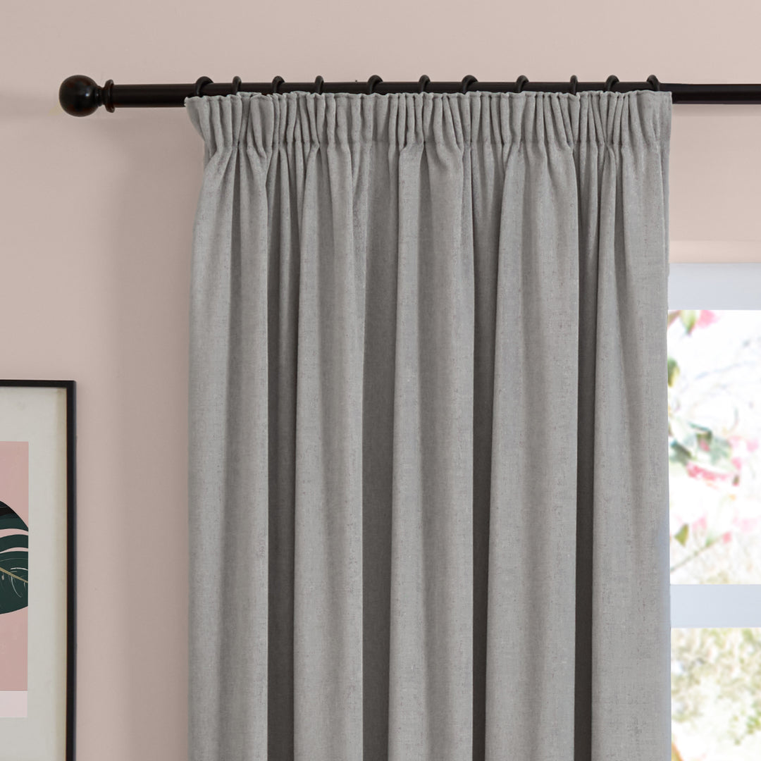 Soft Chenille Blackout 229x137 Pencil Pleat Curtains Silver - image 6