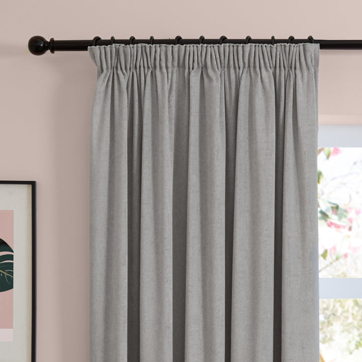 Soft Chenille Blackout 229x137 Pencil Pleat Curtains Silver - image 6