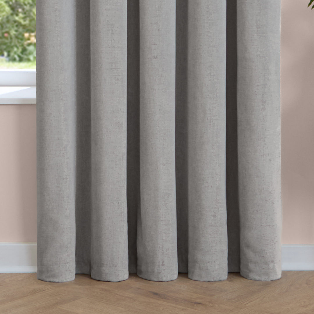 Soft Chenille Blackout 229x137 Pencil Pleat Curtains Silver - image 7