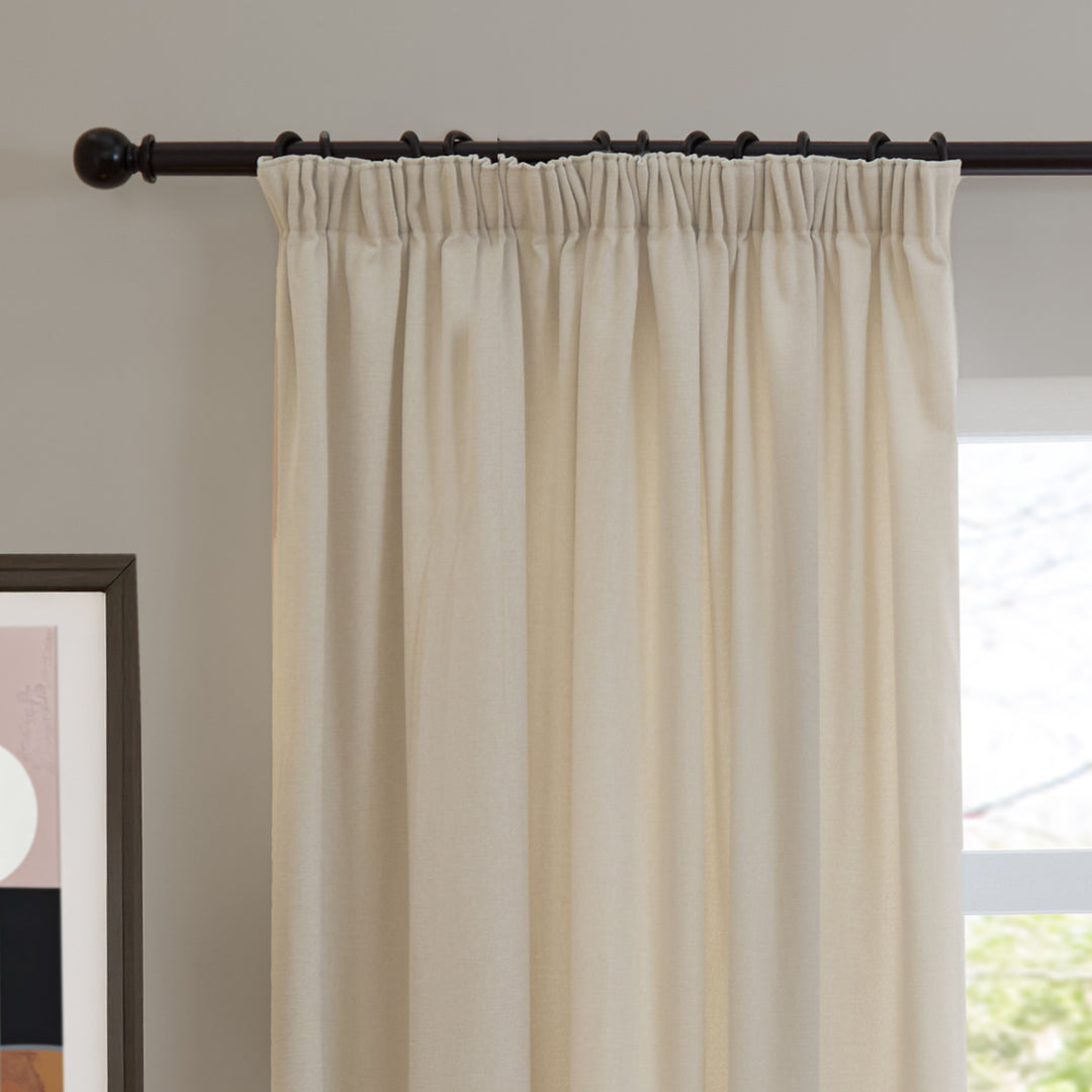 Soft Chenille Blackout 229x183 Pencil Pleat Curtains Ecru - image 6
