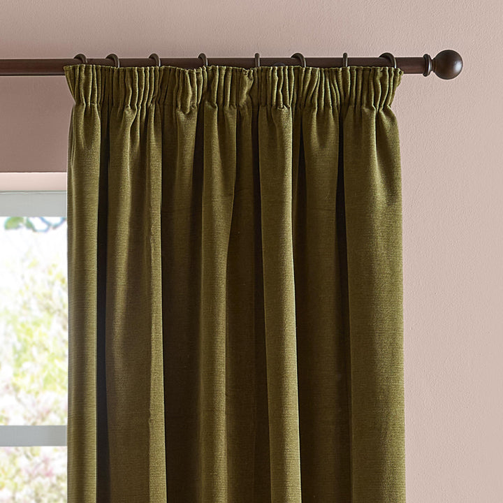 Softchenilleblackout 229x183 Pencil Pleat Curtains Olive - image 3