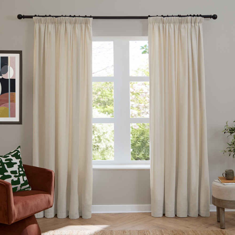 Soft Chenille Blackout 229x229 Pencil Pleat Curtains Ecru - image 2