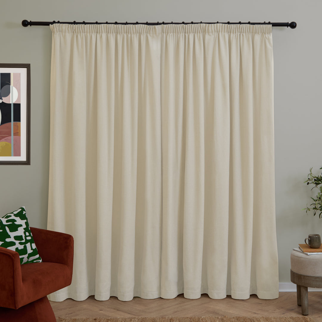 Soft Chenille Blackout 229x229 Pencil Pleat Curtains Ecru - image 3