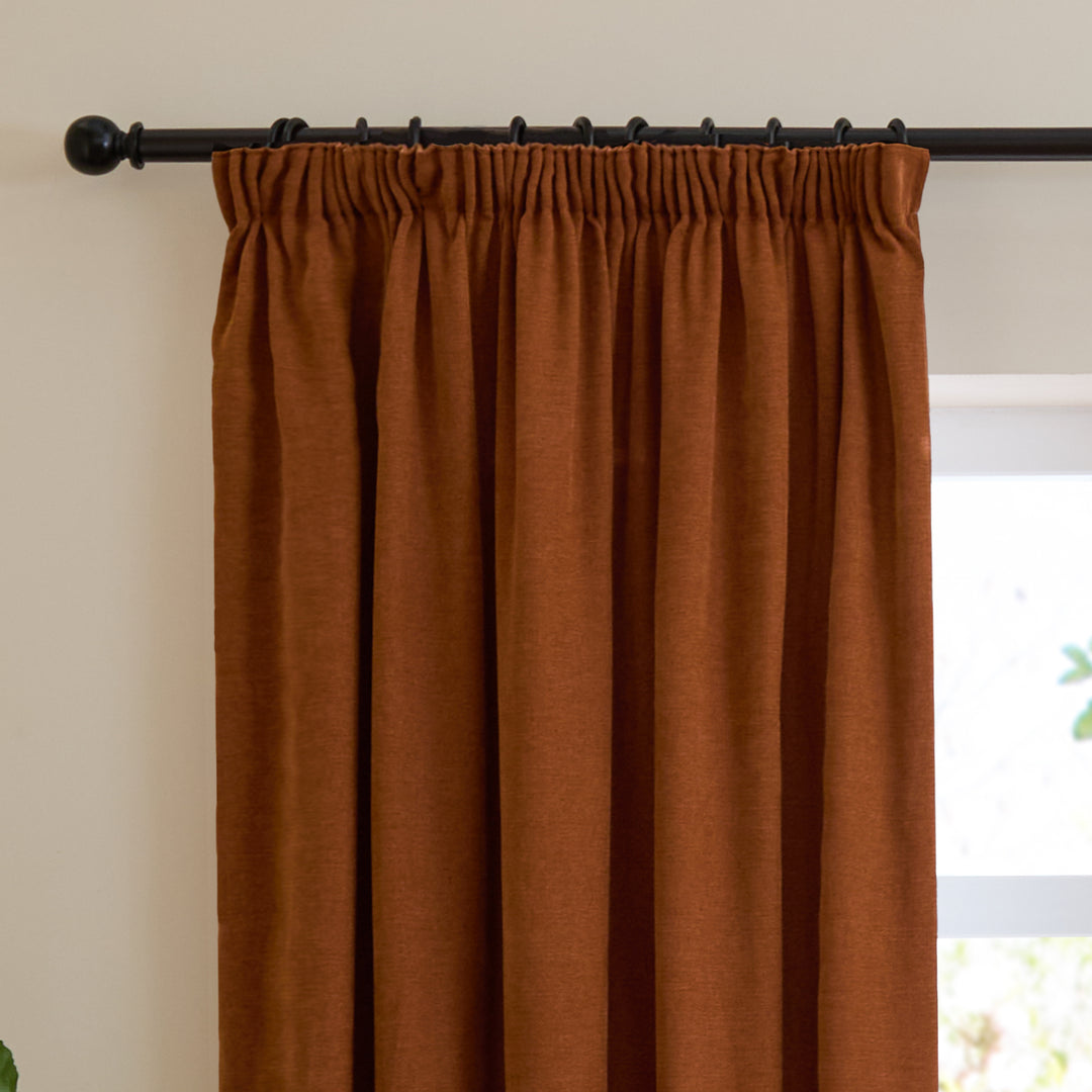 Soft Chenille Blackout 229x229 Pencil Pleat Curtains Rust - image 6