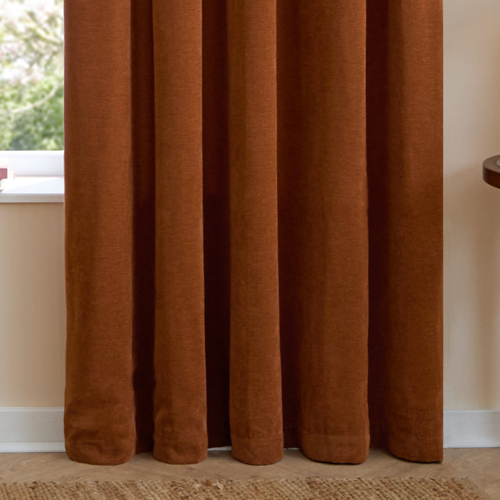 Soft Chenille Blackout 229x229 Pencil Pleat Curtains Rust - image 7