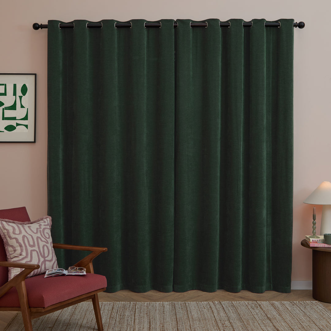 Soft Chenille Blackout 168x137 Eyelet Curtains Bottle - image 3