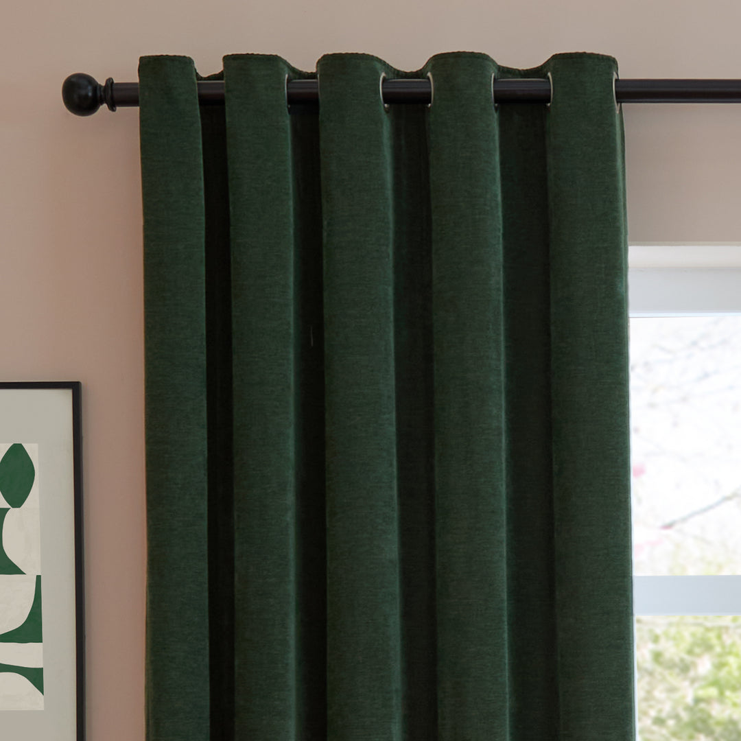 Soft Chenille Blackout 168x137 Eyelet Curtains Bottle - image 6