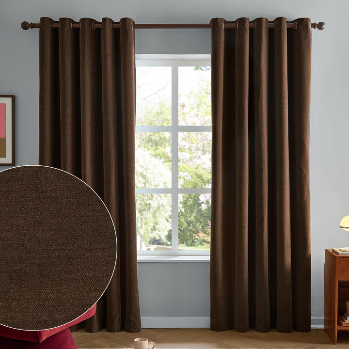 Softchenilleblackout 168x137 Eyelet Curtains Chocolate